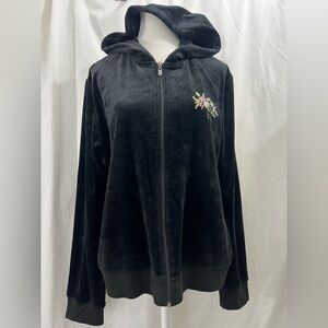 Bcbg Black Velvet Women's Hoodie with embroidered design